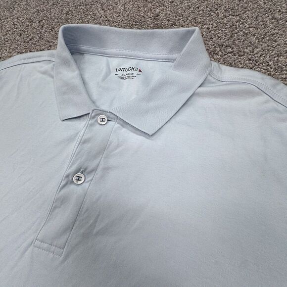 Untuckit Polo Shirt Men XL Extra Large Light Blue Short Sleeve Cotton Damaschino - Picture 1 of 7